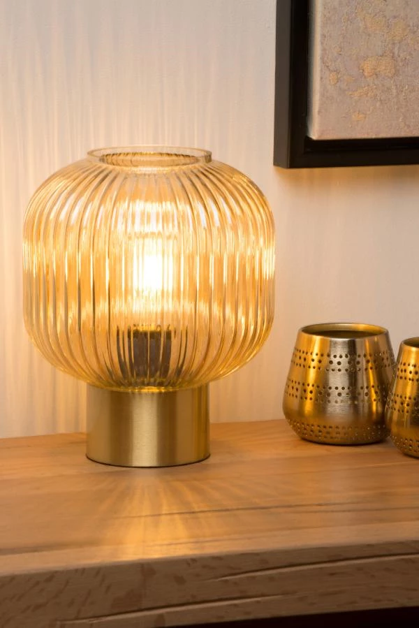 Lucide MALOTO - Lampe de table - Ø 20 cm - 1xE27 - Ambre - ambiance 2